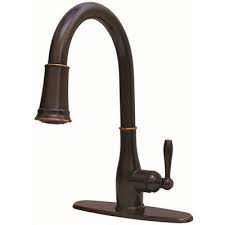 A bronze kitchen faucet can add valuable functionality and unrivaled beauty to your kitchen décor. Premier Part 3585656 Premier Muir Single Handle Pull Down Sprayer Kitchen Faucet In Oil Rubbed Bronze Pull Down Spray Kitchen Faucets Home Depot Pro