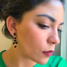 Pink, green and garnet Narcissus stone earrings