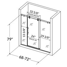 Ultra D 72 X 79 Single Sliding Frameless Shower Door With Double Front Panel Shower Doors Frameless Shower Doors Semi Frameless Shower Doors
