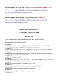 Describes the use and construction of punnett squares in inheritance. Genetics Analysis And Principles 5th Edition Brooker Solutions Manual