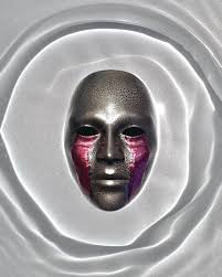 Cracked Black and Gold with Blood Cry Lines; Gothic Art Cosplay Mask