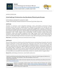 Statistik penunjang pendidikan 2015 (hasil susenas modul sosial budaya dan pendidikan). Pdf Cyberbullying Victimization Dan Kesehatan Mental Pada Remaja