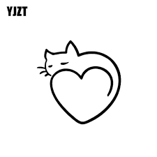 Yjzt 11 5cm 11 5cm Heart Art Cat Car Stickers Vinyl Decal Black Silver C10 02403 Auto Aufkleber Vinyl Aufkleber Aufkleber