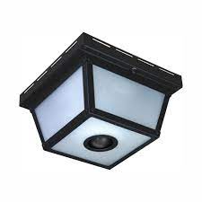 Battery powered motion sensor light outdoor. Hampton Bay 360 Square 4 Light Black Motion Sensing Outdoor Flush Mount Hb 4305 Bk The Home Depot