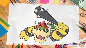 Draw another curved line parallel to the side of the oval. How To Draw Bowser From Super Mario My How To Draw