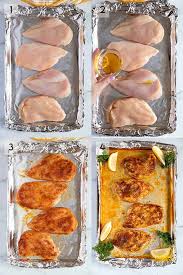Bake, rotating the pan halfway through, until the chicken is just cooked through, about 25 minutes. Easy Baked Chicken Breast The Salty Marshmallow