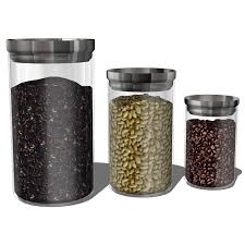 Canisters set, 3 piece window kitchen canister with fingerprint resistance lids, black. Kitchen Accesories 02 3d Model Formfonts 3d Models Textures