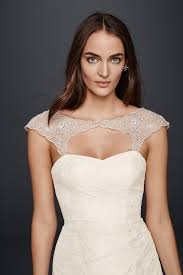 Beaded Tulle Cap Sleeve Topper David S Bridal Strapless Wedding Gown Dress Topper Tulle Wedding Dress