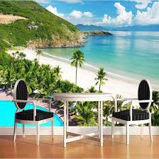 Lovely Background Decoration Seaside Wallpaper For Home Or Business Customized Tropical Beach Sea With Pa Mural De Playa Pinturas De Pared Decoracion De Muros