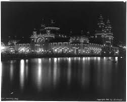 Machinery Building Illuminated At Night Pan American Exposition Buffalo N Y 1901 Pan American Building World S Fair