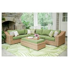 Elizabeth 6 Piece Sectional With Sunbrella Fabric Spectrum Cilantro Buy Outdoor Furniture Wicker Patio Sectional Patio Furniture Sets