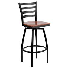 Riverbed brown metal backless bar stool with wood seat (set of 2) (18.5 in. Flash Furniture Xu 6f8b Ladswvl Chyw Gg Hercules Series Black Ladder Back Swivel Metal Bar Stool