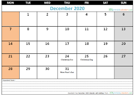 December 2020 Calendar With Holidays In 2020 Holiday Calendar Personal Calendar Calendar