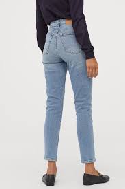Mom High Ankle Jeans Light Denim Blue Ladies H M Us Girls Ripped Jeans Super Skinny Ripped Jeans Womens Ripped Jeans
