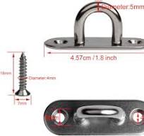 10-Pack 304 Stainless Steel Ceiling Hook Ring Hooks 1. 8 inch M5 Strip Type Eye Plate with Enclosed Hook Boat Rigging Heavy Duty Ceiling & Wall Mount ...