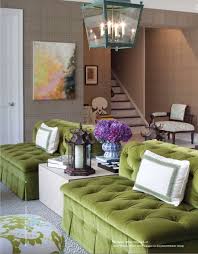 The green sectional sure covers the entire space for great seating for the guests. Green Velvet Couch Going Bold In The Living Room The Fox And She