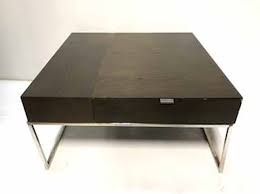 Chrome & burl wood coffee table for thayer coggin. Modern Dark Wood And Chrome Coffee Table Movie Prop Rentals