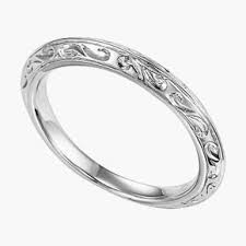 14k White Gold Engraved Band Diamond Cellar Columbus And Dublin Oh Gold Engraving Knife Edge Wedding Band 14k White Gold