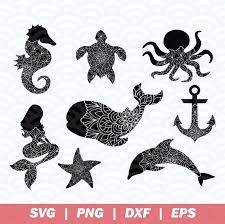 Download Sea Animals Svg Bundle Ocean Animals Svg Mermaid Svg Anchor Etsy