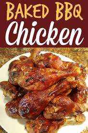 Baked Barbequed Chicken An Oven Baked Bbq Chicken Recipe For Legs Thighs Or Leg Quarters Cooke Baked Bbq Chicken Barbeque Chicken Recipes Baked Chicken Legs