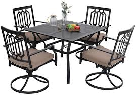 Mfstudio 5 Piece Outdoor Patio Dinning Bistro Set With 4 Swivel Chairs And 37 Square Garden Furniture Sets Bistro Set Outdoor Furniture Sets