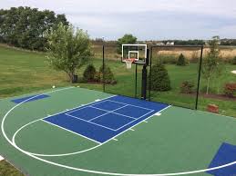 Backyard ideas basketball court for the boys using pavers for floor so you can move the hoop and put seating outdoor fun outdoor spaces outdoor living back gardens outdoor gardens backyard basketball basketball court basketball games patio design Chicago Il Basketball Court Installation Supreme Sports