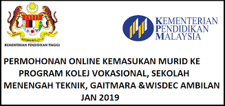 Semakan tingkatan 6 2019.semakan keputusan tawaran kemasukan murid ke tingkatan enam semester 1 semakan secara online boleh dibuat melalui aplikasi semakan tawaran tingkatan 6 bagi calon yang mengambil spm ulangan 2019, permohonan rayuan ke tingkatan enam hanya. Permohonan Secara Online Bagi Kemasukan Januari 2019 Program Kolej Vokasional Sekolah Menengah Teknik Gaitmara Wisdec Mypendidikanmalaysia Com