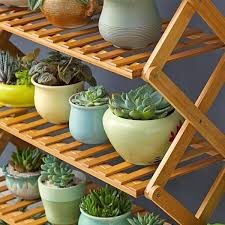 Wooden Long Plant Shelf Outdoor Multiple Tier Flower Rack Table Plant Stand Shelves Garden 3 Size Decoracao Jardim Bonsai