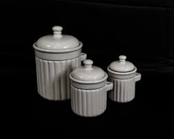 Organising a kitchen is a task and a half, especially if you keep a lot of dry. Vintage White Canisters Kitchen Storage Ceramic Canister Set Home Decor Countertop Decoration Round Cylindrical Collectible Stoneware