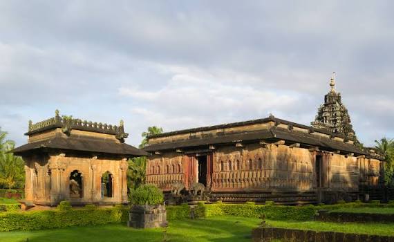 Stone carvings at the Aghoreshwara Historic Temple in Ikkeri