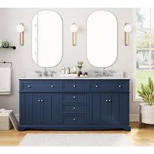 Double Sink Navy Blue Bath Vanity