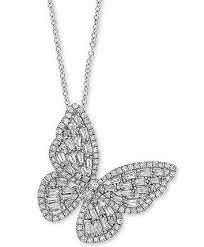 Effy Collection Effy Diamond Butterfly 18 Pendant Necklace 1 3 8 Ct T W In 14k White Gold Review Fine Jewelry Online Pendant Necklace Butterfly Jewelry