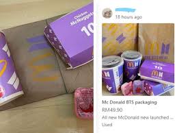 Kolaborasi bts dengan restoran cepat saji asal amerika ini nantinya akan menghadirkan menu yang disebut the bts meal. Malaysian Sellers Listing Empty Food Packaging For Bts Mcdonald S Meal Sets For Sale Online As Craze Continues Life Malay Mail