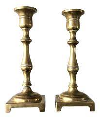 Candle sconces are expertly crafted of solid brass. Antique Solid Brass Candlesticks A Pair Chairish