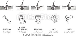 These creams may prevent regrowth for about a day longer than shaving. Different Methods Of Hair Removal Shaver Depilatory Cream Epilator Wax And Laser Types Of Epilation Vector Illustration Canstock
