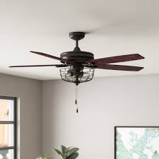 The flush mount design is perfect for rooms with low ceilings and the integrated led light kit offers versatile lighting options. Trent Austin Design 52 Glenpool 5 Blade Caged Ceiling Fan With Pull Chain And Light Kit Included Reviews Wayfair