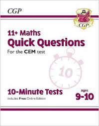 11+ CEM 10-Minute Tests: Maths Quick Questions - Ages 9-10 (with Online  Edition) 9781789084429 | eBay