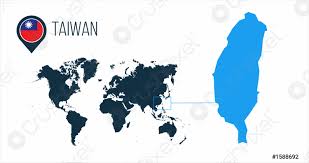 The historic inner city of paramaribo was declared unesco world heritage site in 2002. Taiwan Karte Auf Einer Weltkarte Mit Flagge Und Kartenzeiger Oder Stock Vektorgrafi Crushpixel