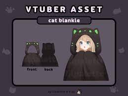 Vtuber Asset Black Cat Blanket - Etsy UK