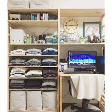 棚 デスク 洋服収納 無印良品 unico などのインテリア実例 2016 11 07 21 52 30 roomclip ルームクリップ ユニットシェルフ パイン材ユニットシェルフ インテリア 収納