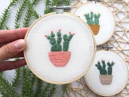 Read reviews for dimensions® embroidery kit, camper. Potted Pear Cactus Embroidery Hoop Art Handmade Decorations Hand Embroidery