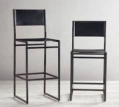 Homall modern pu leather adjustable swivel barstools, armless hydraulic kitchen counter bar stools synthetic leather extra height square island bar stool with back set of 2(black). Hardy Leather Bar Counter Stools Pottery Barn