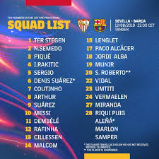 This statistic shows all players the club has loaned to another club. Fc Barcelona On Twitter Squad List All Of The First Team Squad Plus Fcbarcelonab Players Miranda And Riqui Puig Will Travel To Tangier Morocco For The Spanish Super Cup Supercopabarca