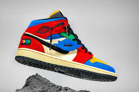 Blue The Great X Air Jordan 1 Mid Fearless Eukicks Jordan Shoes For Men Jordan 1 Mid Air Jordans