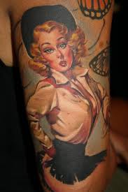 Cute pinup cowgirl tattoo by xavier garcia. Lovely Cowgirl Pin Up Tattoo By Laura Juan
