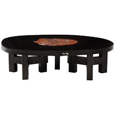 Black and gold octagonal egyptian side table. Ado Chale Rare Resin And Arizona Petrified Sequoia Wood Coffee Table For Sale At 1stdibs