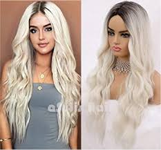 Platinum blonde hairstyle is such a versatile and elegant style which can be achieved by engaging the services of a professional hair stylist. Amazon Com Asulis Long Wavy Full Wigs Ombre Black To Platinum Blonde Mix Two Tone Dyeing Color Synthetic Hair Wig For Women Platinum Blonde Beauty Personal Care
