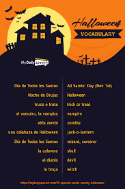 53 Spanish Words For A Spooky Halloween Spanish Vocabulary Learning Spanish Halloween Vocabulary