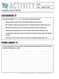 Newton's third law of motion is also known as the law of. Newtons Laws Of Motion Activity Pages Brainpop