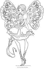 Free winx coloring pages to print for kids. Drawing Flora Butterflix Winx Club Coloring Page